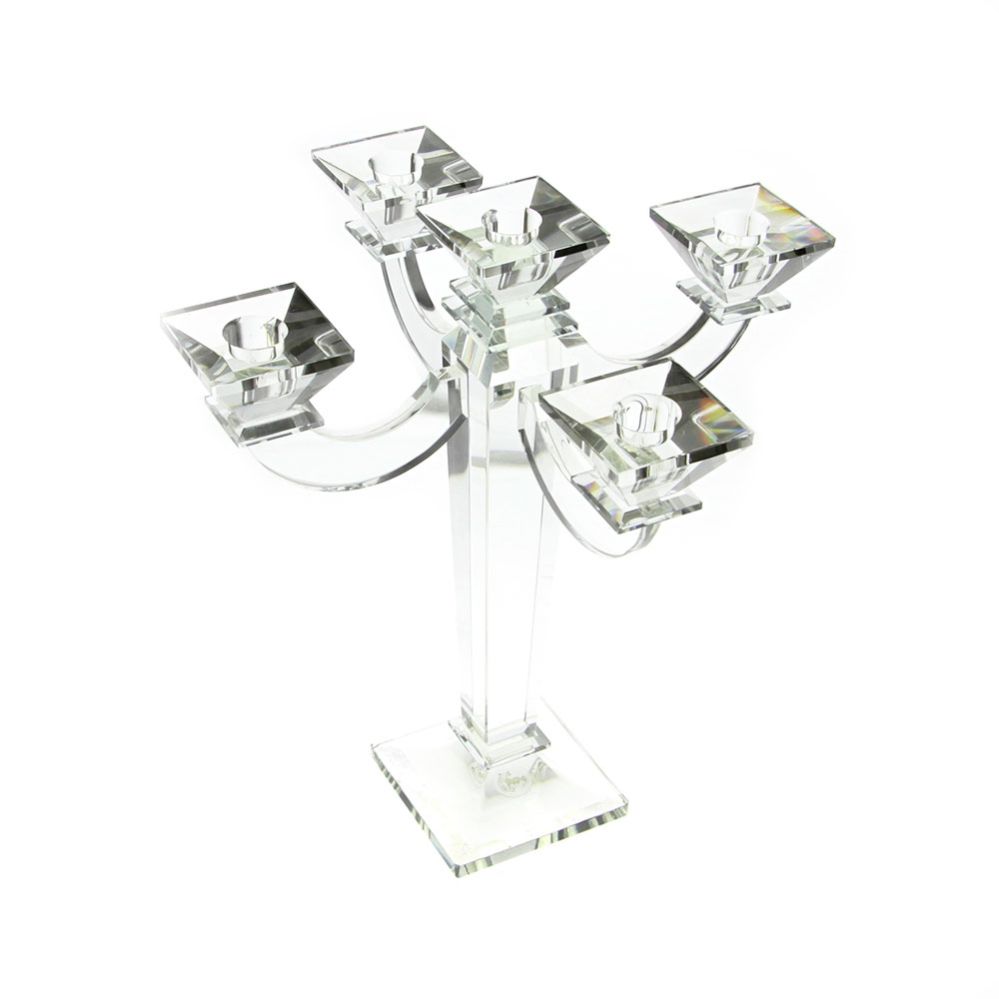 40CMH 5 ARMS TAPER CRYSTAL CANDLE HOLDER