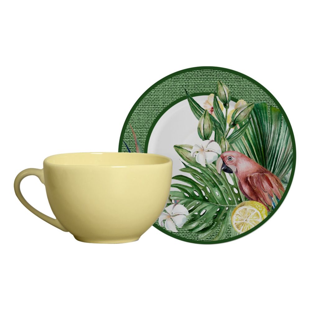PARAISO TROPICAL 12-Piece Porcelain TEA CUPS Set - Serves 6