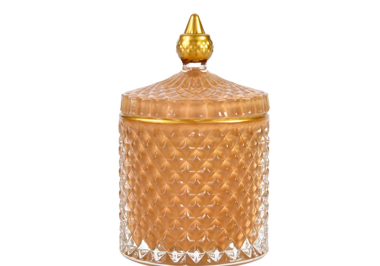 Glass Milky Brown - Gold - 8,5 x 13,5 cm Candle