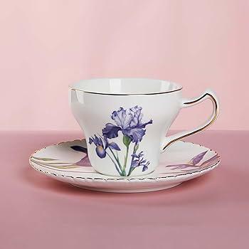 cup and saucer with decal, gold line
1cup+1saucer