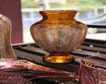 Vase with base / Green - Blue - Amber