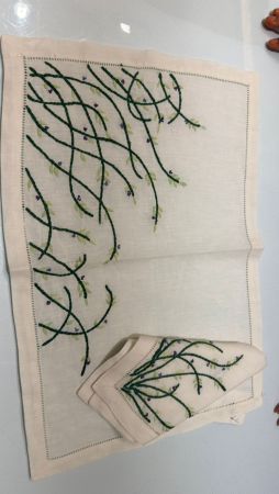 Linen Napkin Set Of 2- Olive+Purple